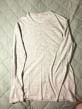 Guess Light Gray Long Sleeve Crew Tee